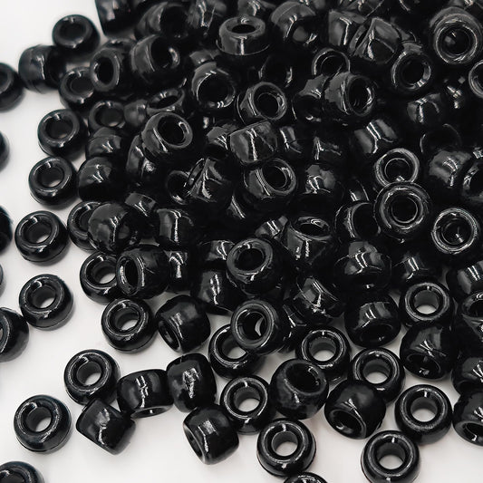 MIIIM 1200PCS 6x9mm Black Pony Beads Bulk, Kandi Beads for Bracelets Making Kit, Hair Braids Crafts for Jewelry Making (Black)