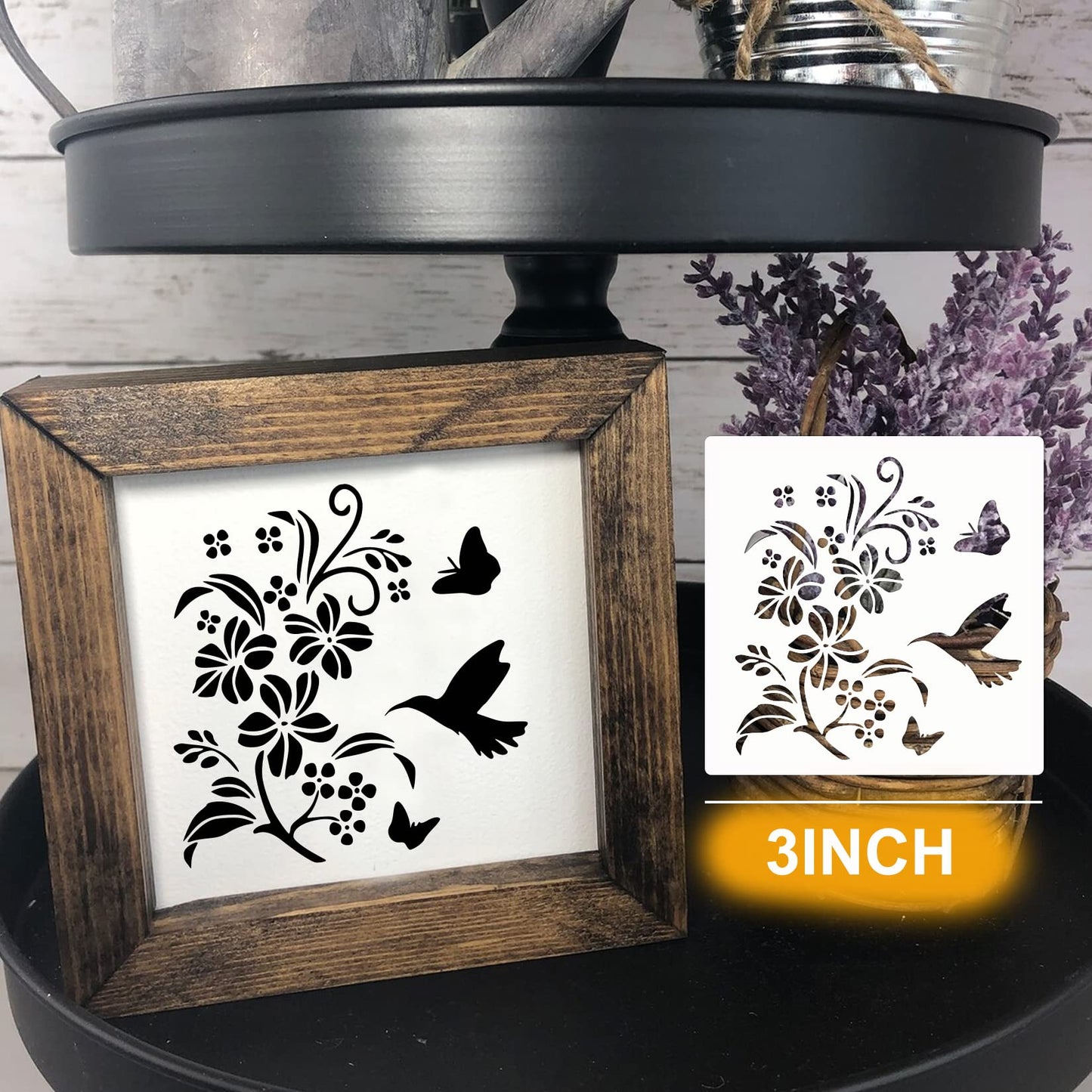 Small Stencils for Painting on Wood Reusable, 3 Inch Reusable Stencil for Craft Ornament Paint Template Stencils for Wall Card Rock Wood Signs Coasters Canvas Home Decor (Flower)