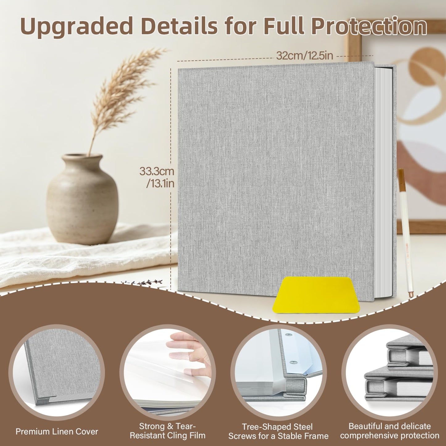 Popotop Photo Album Self Adhesive Scrapbook Album for 4x6 5x7 8x10 Pictures DIY Photo Book as Scrapbooking Supplies Kits, Birthday Gifts for Women Mom Wedding Baby Family Travel