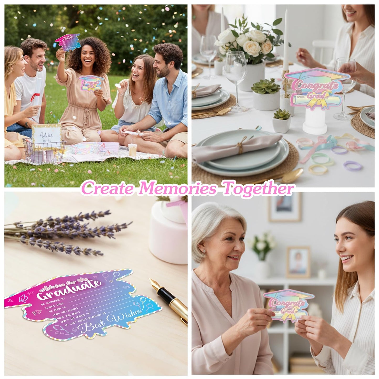 FaCraft Graduation Advice Cards for Graduate-36PCS Class of 2026 College High School Senior School University Grad Graduation Game Activity Grad Party Favor Supplies Decorations-Best Wishes & Advice