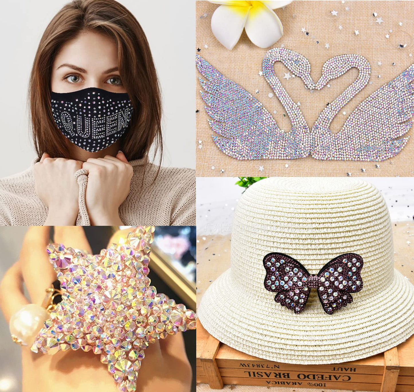 6500pcs+ Flatback Glass Hotfix Iron On Rhinestones Crystal for DIY Making with 1 Tweezer & 1 Picking Pen for Shoes, Clothes, Face Art, Bags, Manicure (Crystal AB, 6-Sizes)