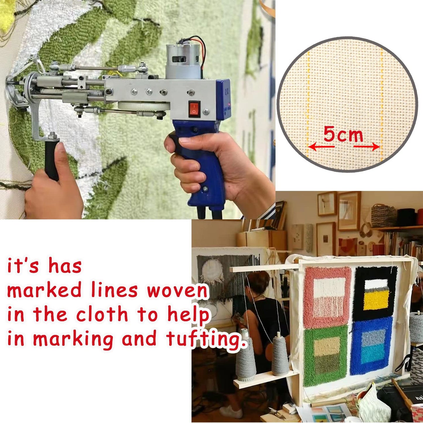 83" x 39" Upgraded Overlocking Tufting Cloth with Marked Lines,Large Monk's Cloth for Tufting Gun & Rug Tufting Fabric/Primary Tufting Cloth/Monk Cloth for Rug Tufting/Carpet Tufting Cloth