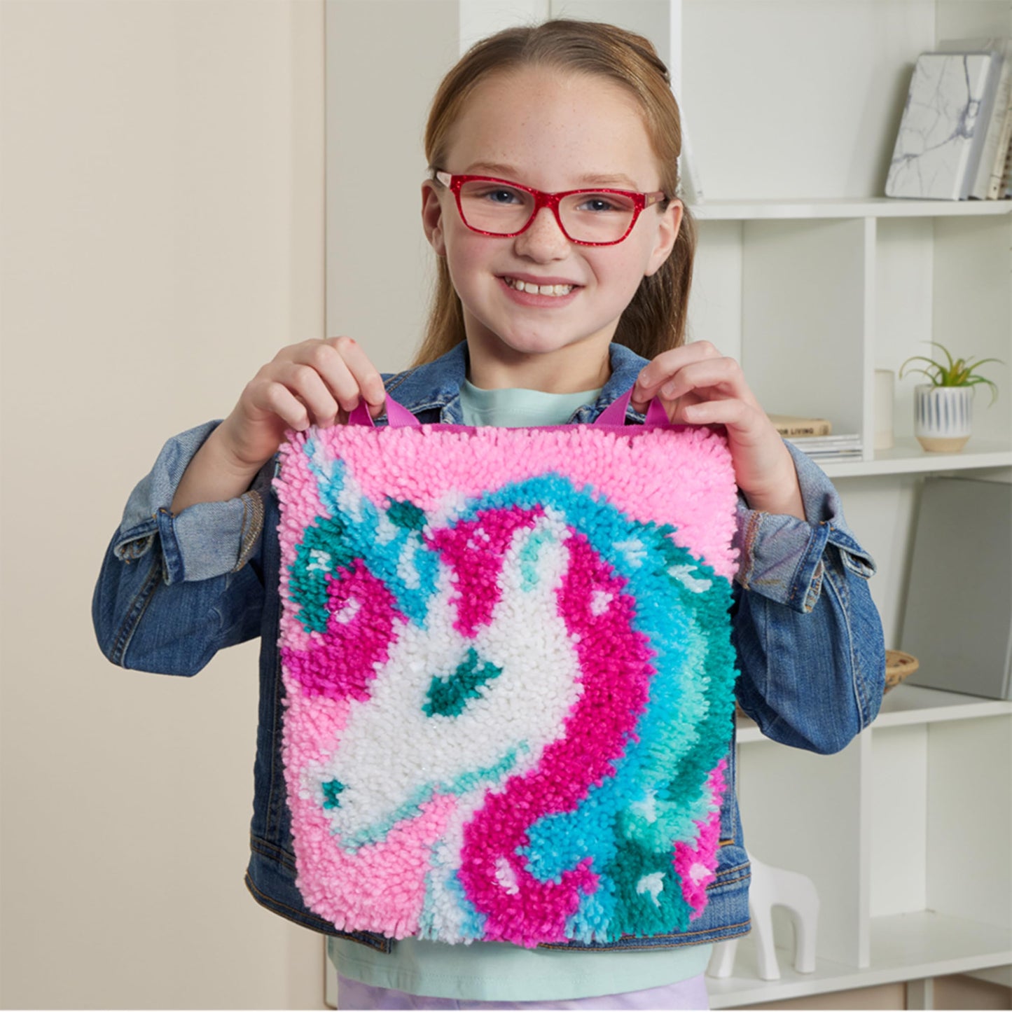 LatchKits Latch Hook Kits for Kids – Kids Crafts, Arts and Crafts, Yarn Art, Wall Hanging & Mini-Rugs, Craft Supplies, Pre-Cut Yarm, Easy Pattern, Hook Included, Arts & Craft, Ages 6+, Unicorn