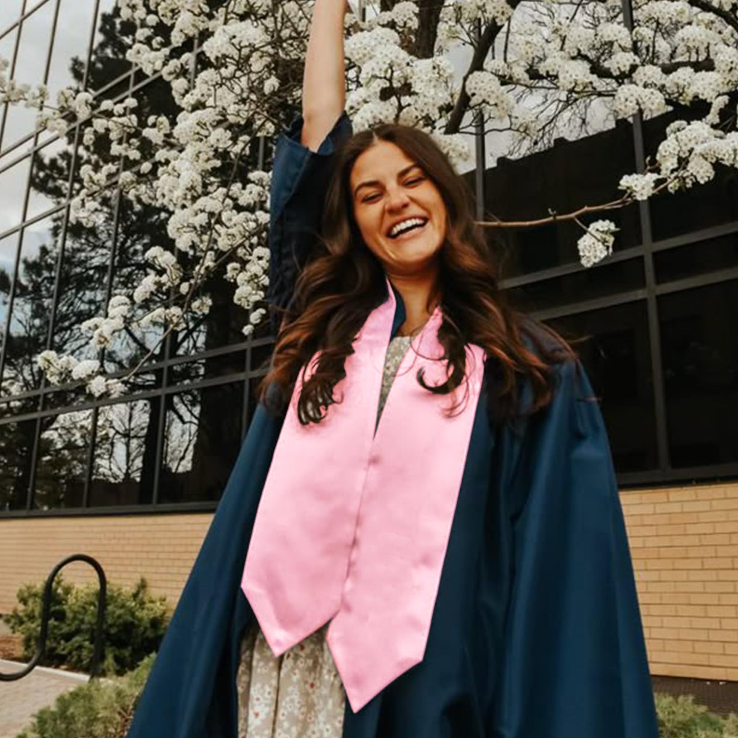 GraduationMall Unisex Adult Plain Graduation Stole 60" Pink