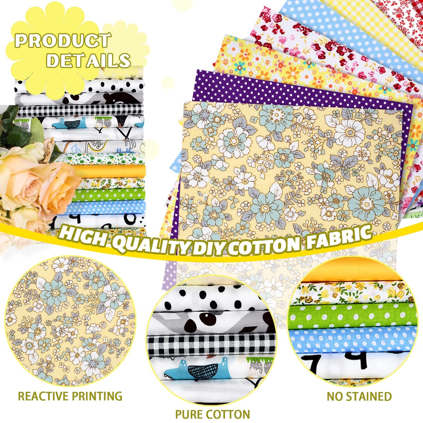 70 Pcs 10 x 10 Inch Cotton Fabric Squares Multicolor Quilting Fabric Bundles Precut Printed Patchwork Materials for Holiday DIY Crafts Cloths Handmade(Fresh Style)