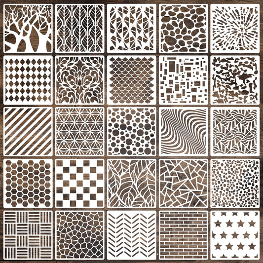 Geometric Stencils for Crafts 6" Reusable Texture Stencils Layering Stencil for Painting on Wood Wall Furniture Fabrics