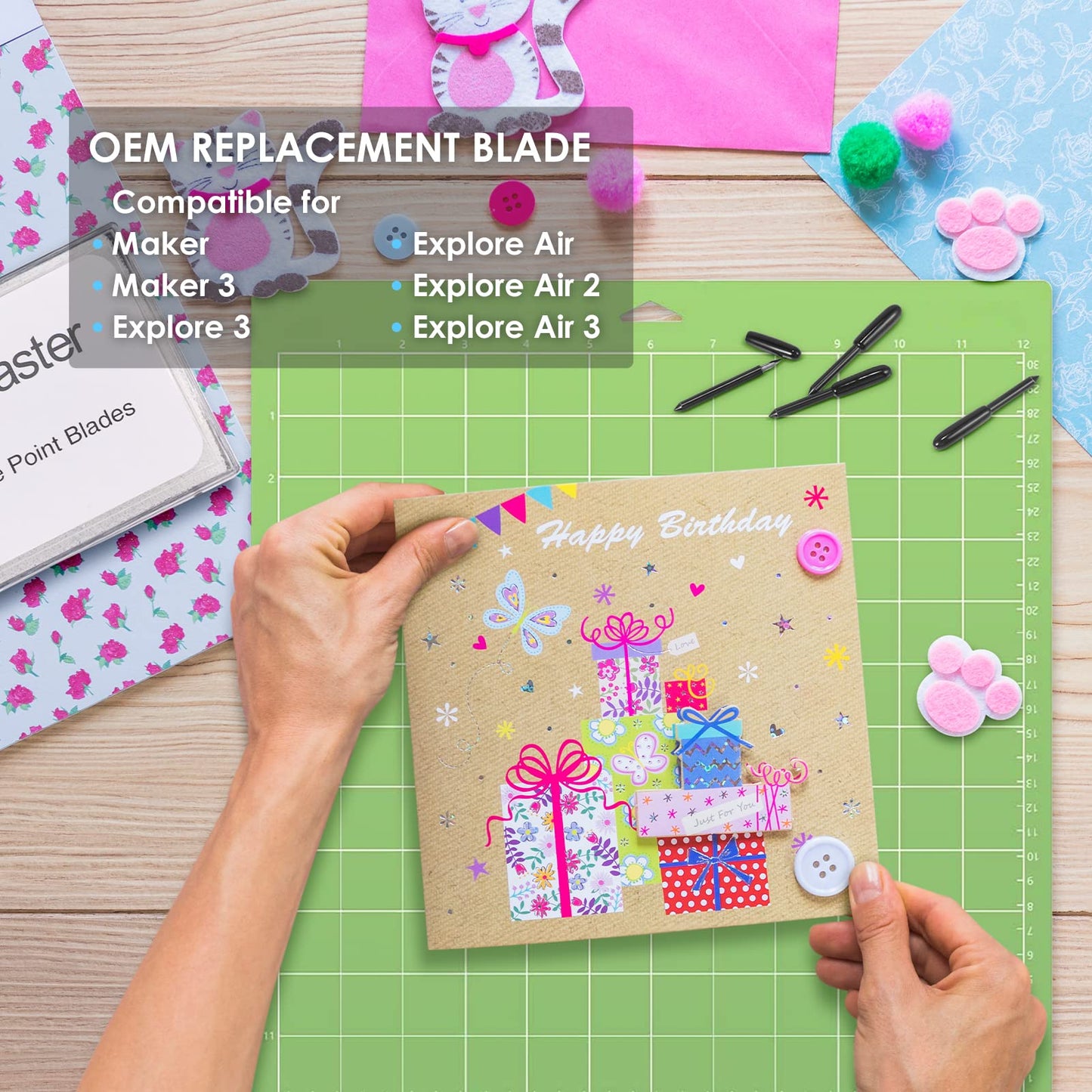 10PCS Deep Point Cutting Blades Compatible with Maker/Maker 3/Explore Air/Air 2/Explore Air 3 Cutting Machines Replacement Blades for Glitter Vinyl, Cardstock, Faux Leather, Adhesive Foil, Vellum