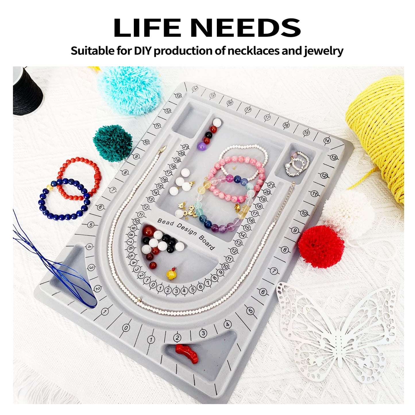 Bead plate, bead measuring plate, jewelry design tray, bead design table, suitable for necklace, jewelry production, design, measurement, DIY production