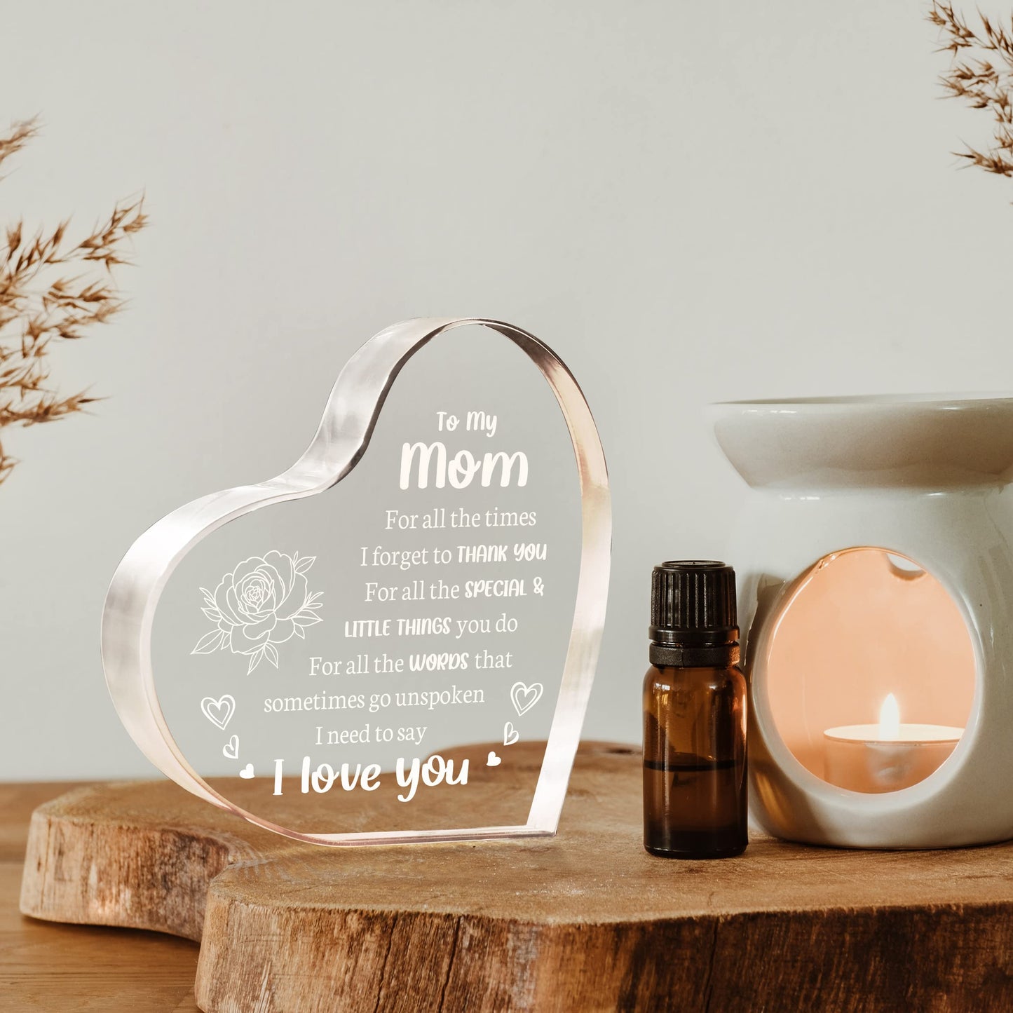 Milcier Gifts for Mom Birthday, I Love You Mom Acrylic Keepsake - Birthday Gifts for Moms from Daughter Son, Best Christmas Mother's Day Present