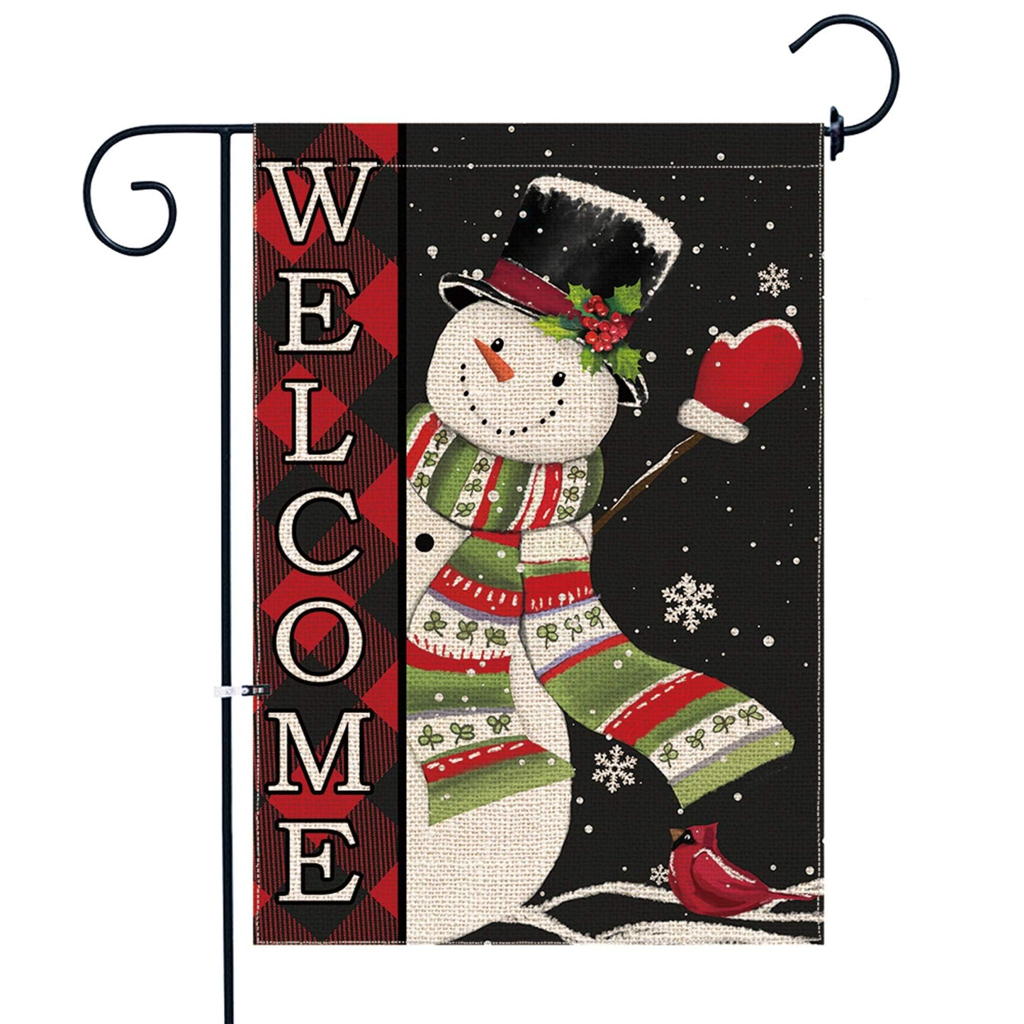 Hexagram Christmas Garden Flag, Christmas Flags 12 x 18 Double Sided, Winter Snowman Yard Flag Welcome for Outside Home Decor Outdoor