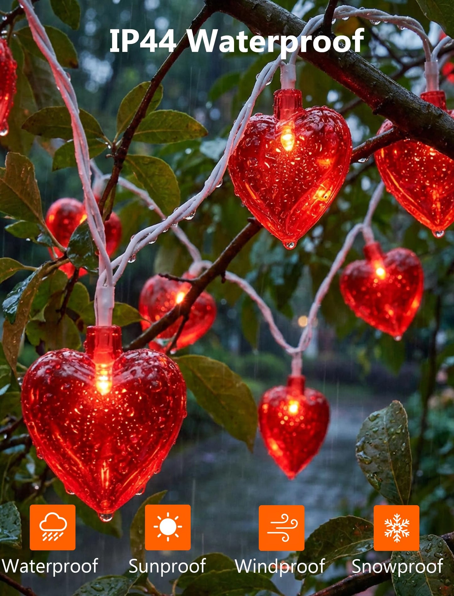 Red Heart String Lights, 8.5Ft Outdoor Valentine's Day Decorations Lights with 10 LED Red Heart Lights, Plug in Heart Fairy String Lights for Valentines Indoor Home Window Wedding Party Xmas Decor