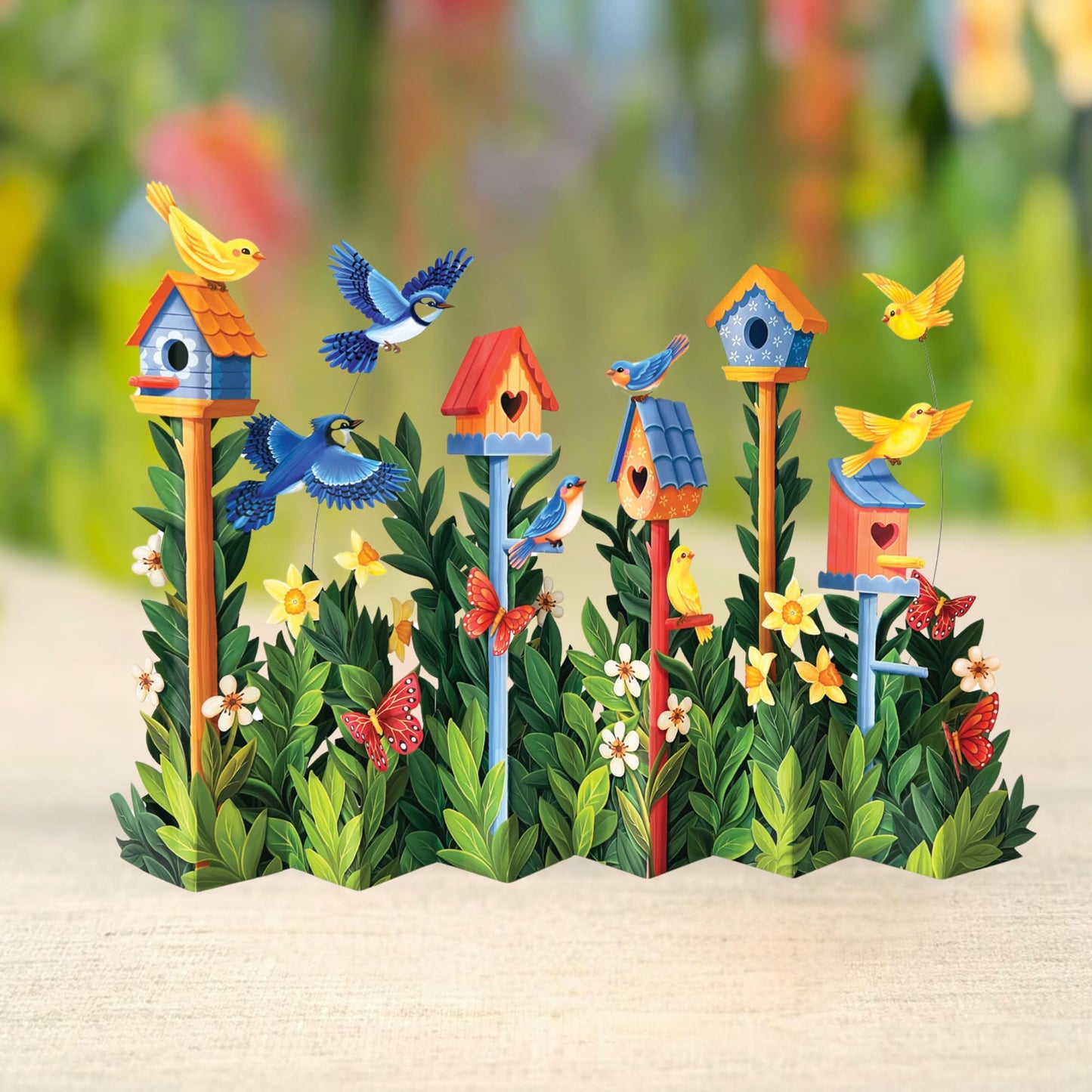 Freshcut Paper Pop Up Cards, Birdhouse Garden, 12 Inch Life Sized Forever Flower Bouquet 3D Popup Greeting Card, Birthday Cards, Thank You Card, Blank Notecard & Envelope