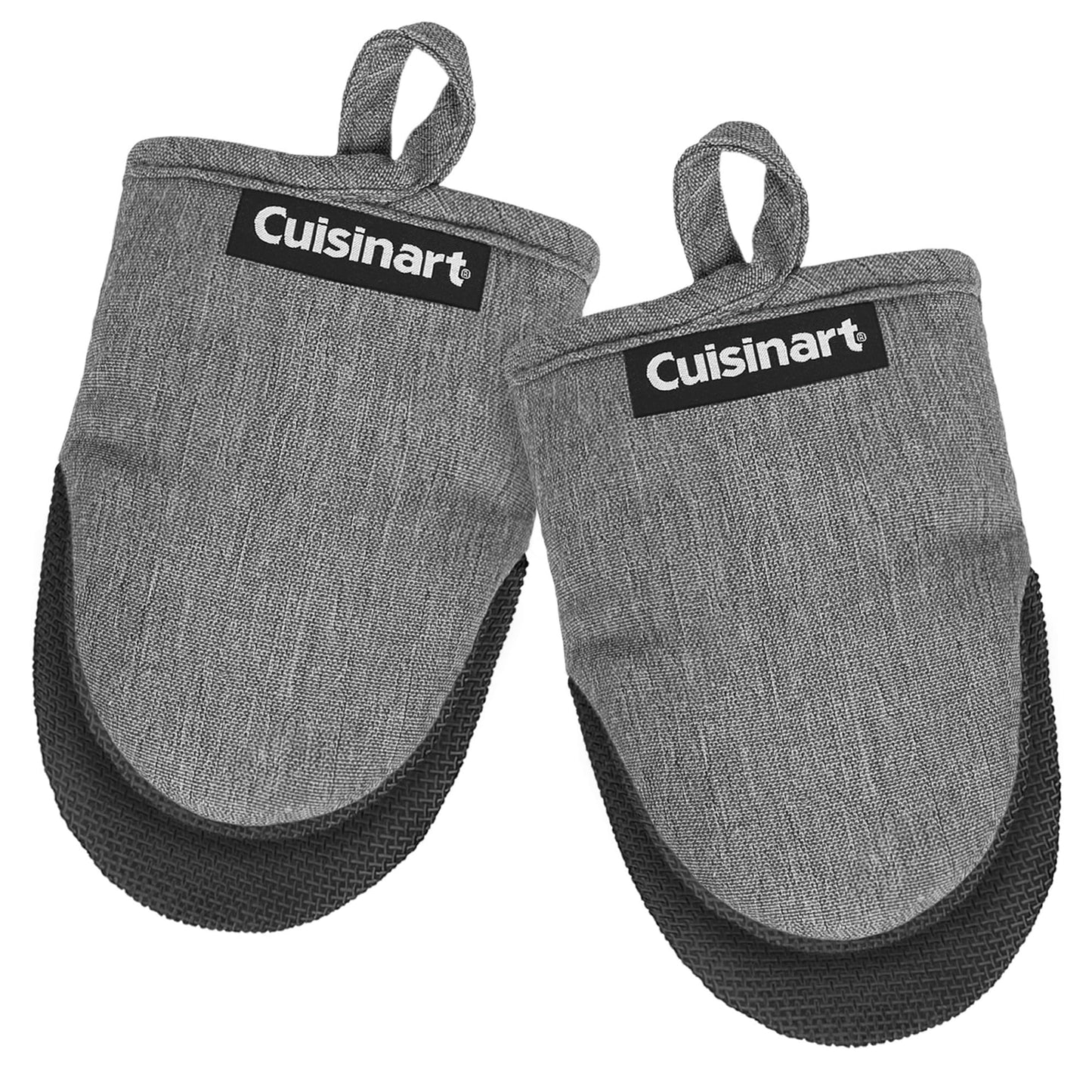 Mini Oven Mitts – 5.5” x 7” Heat-Resistant Kitchen Mitts for Oven with Non-Slip Neoprene Palm, Cotton Filling, and Fabric Loop – Durable Oven Mitt Set for Cooking & Baking (Black)