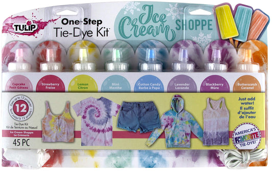 Tulip One-Step Tie-Dye Kit Tulip Fabric Dye 44269 Fdy Lg 2.75Oz Ice Cream Shoppe 8-Color Kit, Pastel