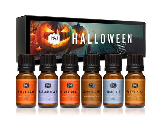 Oil Halloween Set | Autumn Wreath, Pumpkin Pie, Candy Corn, Marshmallow, Night Air, and Caramel Corn Candle Freshie Scents for Candle Making, Soap Making Supplies