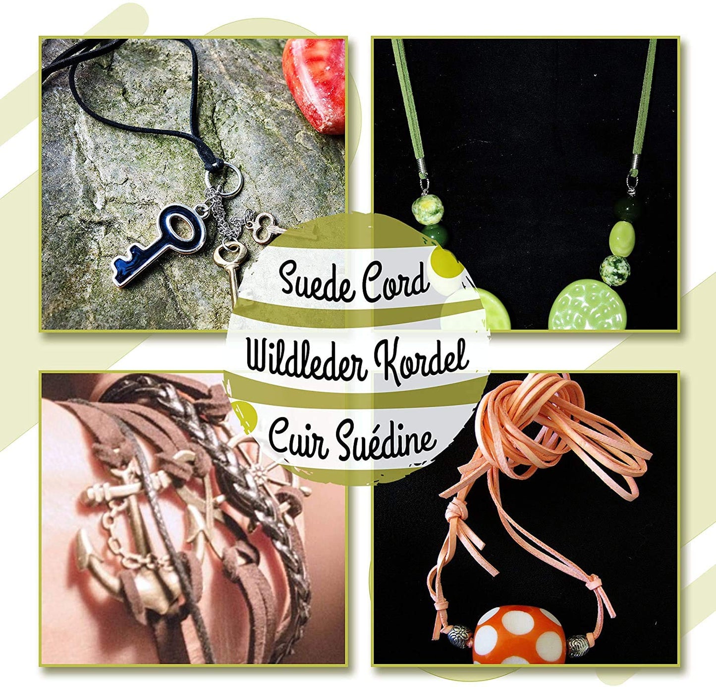 ToBeIT 89 Yard Micro-Fiber Flat Leather Beading Thread Faux Suede Cord String for Bracelet Necklace DIY Beading Jewelry Making Arts Crafts