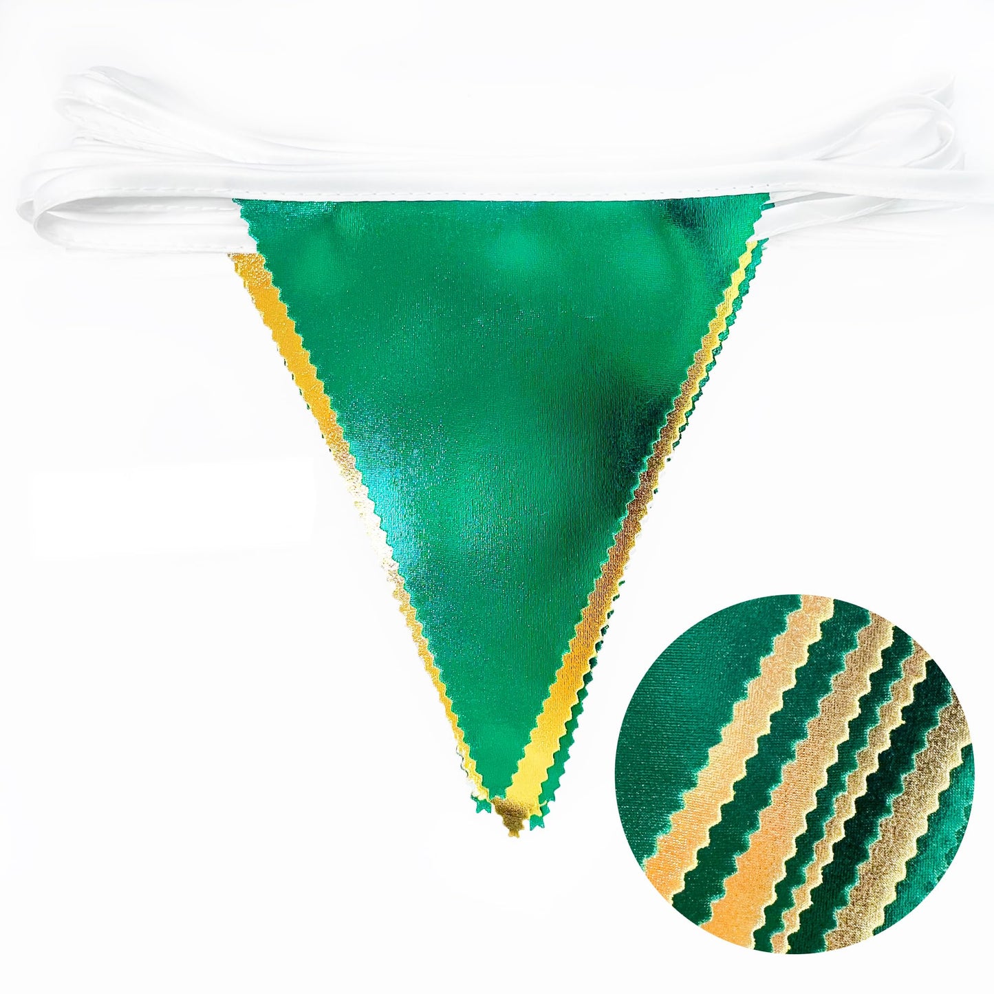 Green Gold Party Decorations Metallic Fabric Triangle Pennant Banner Flag Bunting Garland for Graduations Birthday Retirement Wedding Baby Shower Spring Summer Master Golf Theme Outdoor Party Supplies