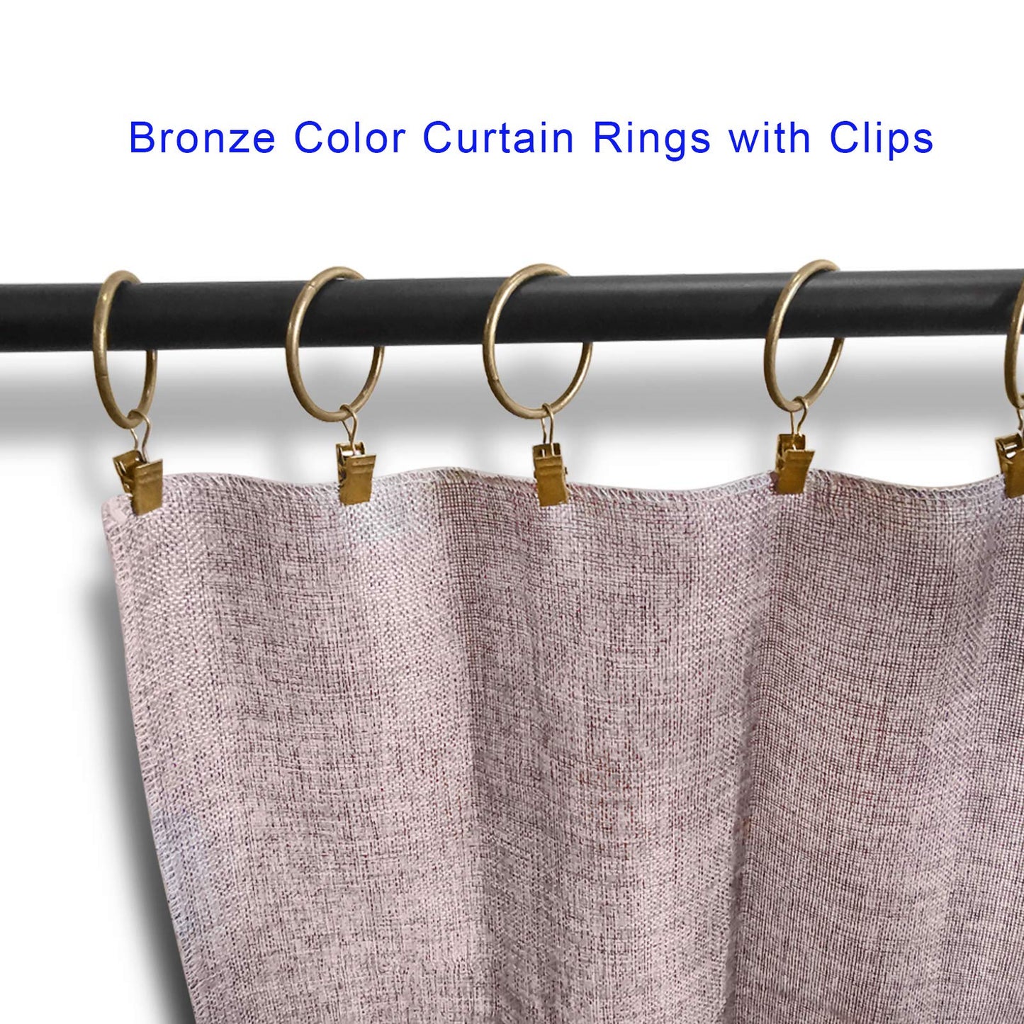 AMZSEVEN 40 Pack Metal Curtain Rings with Clips, Drapery Clips Hooks, Decorative Curtain Rod Clips 1.5 in Interior Diameter, Antique Bronze