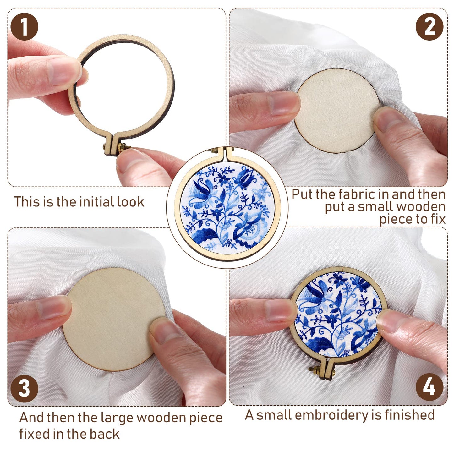 Mini Embroidery Hoops Adjustable Wooden Circle Cross Stitch Hoop Ring Bulk Round Embroidery for Art Craft Handy Sewing and Decoration(20 Pieces,2.2 x 2 Inch)