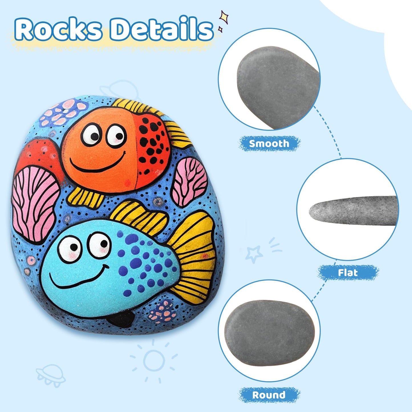 DALTACK 24 Pcs Large Rocks for Painting, Natural Flat River Rocks, 3-4 Inch Smooth Stones for DIY Crafts, Kindness Rocks, Home Decor and Handmade Gifts