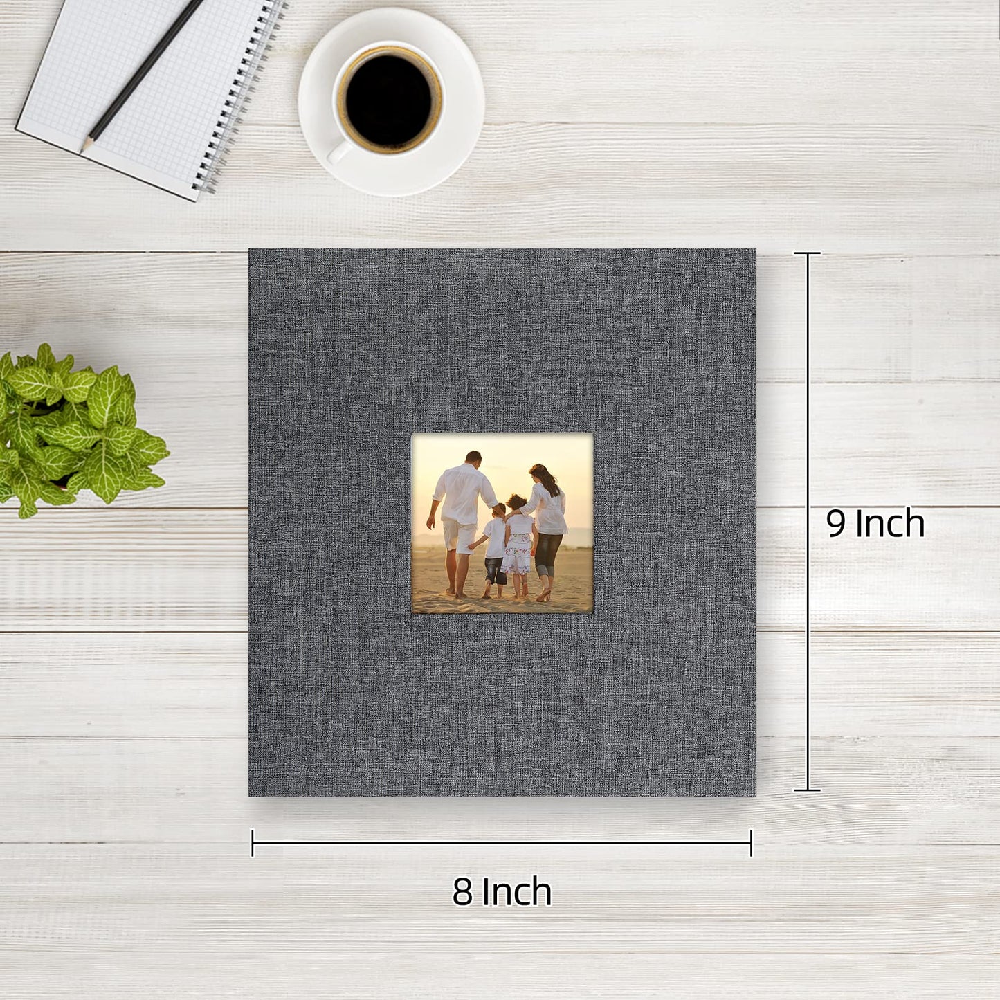 potricher Small Photo Album 4x6 200 Photos Linen Cover Picture Photo Book for Family Wedding Anniversary Baby Vacation (Gray,200 Pockets)