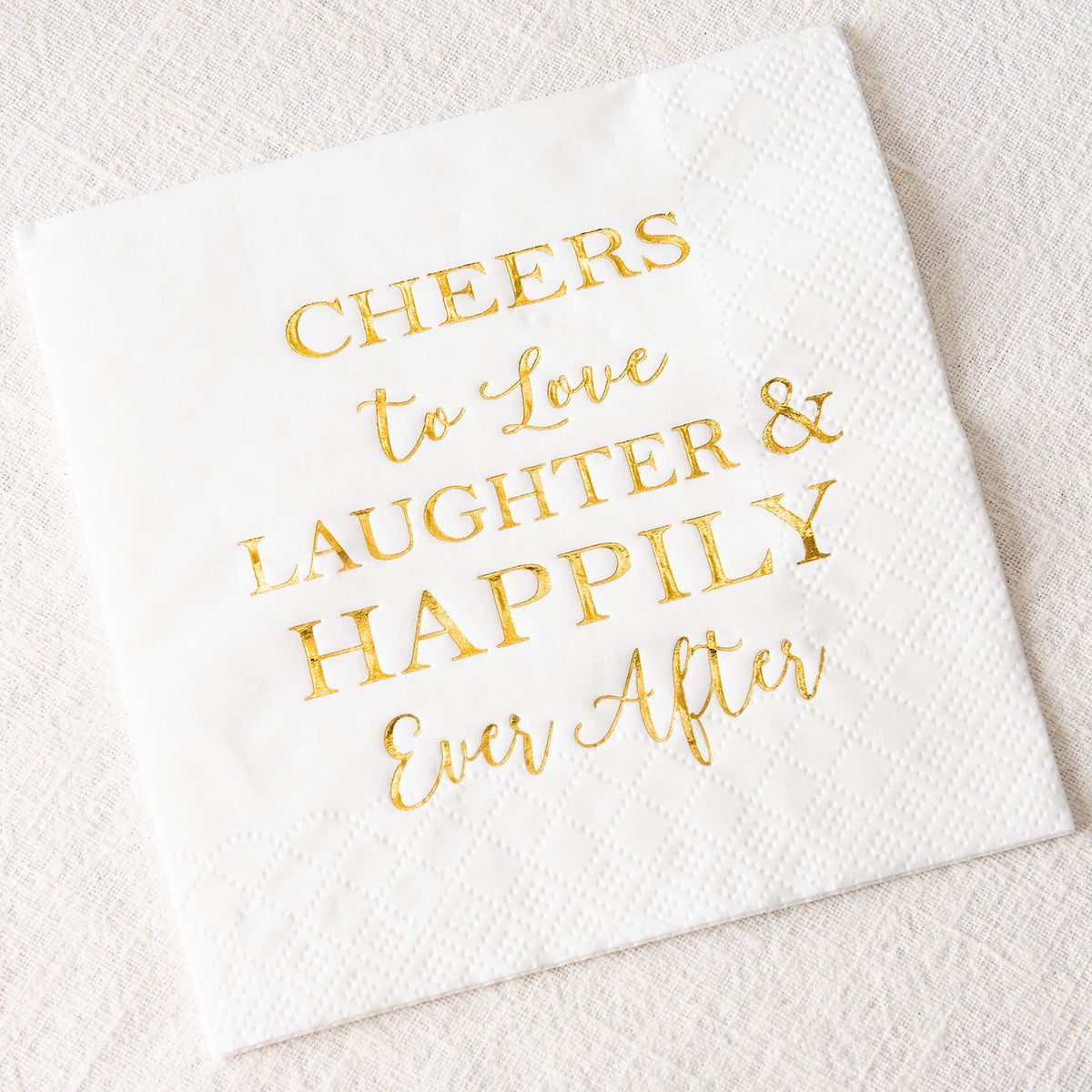 Crisky 3-Ply 50 Count Bridal Shower Napkins Disposable Cocktail Napkins Gold Foil Text Beverage Napkins for Engagement Party Decorations & Wedding Shower