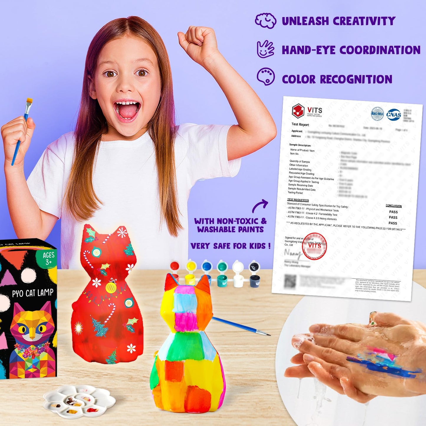Goodyking Paint Your Own Cat Lamp Kit, DIY Cat Crafts Night Light, Painting Kit Arts & Crafts for Kids Ages 8-12, Art Supplies Birthday Easter Party Holiday Gift for Teens Girls Boys Age 3 4 5 6 7 8+