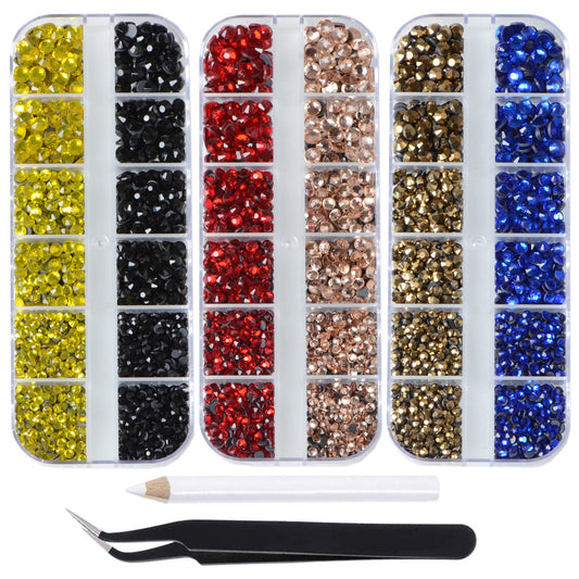 4500pcs+ Flatback Glass Hotfix Iron On Rhinestones Crystal for DIY Making with 1 Tweezer & 1 Picking Pen for Shoe, Cloth, Face Art, Bag, Manicure(3-Sizes,6-Colors, Multi-Color Series#1)