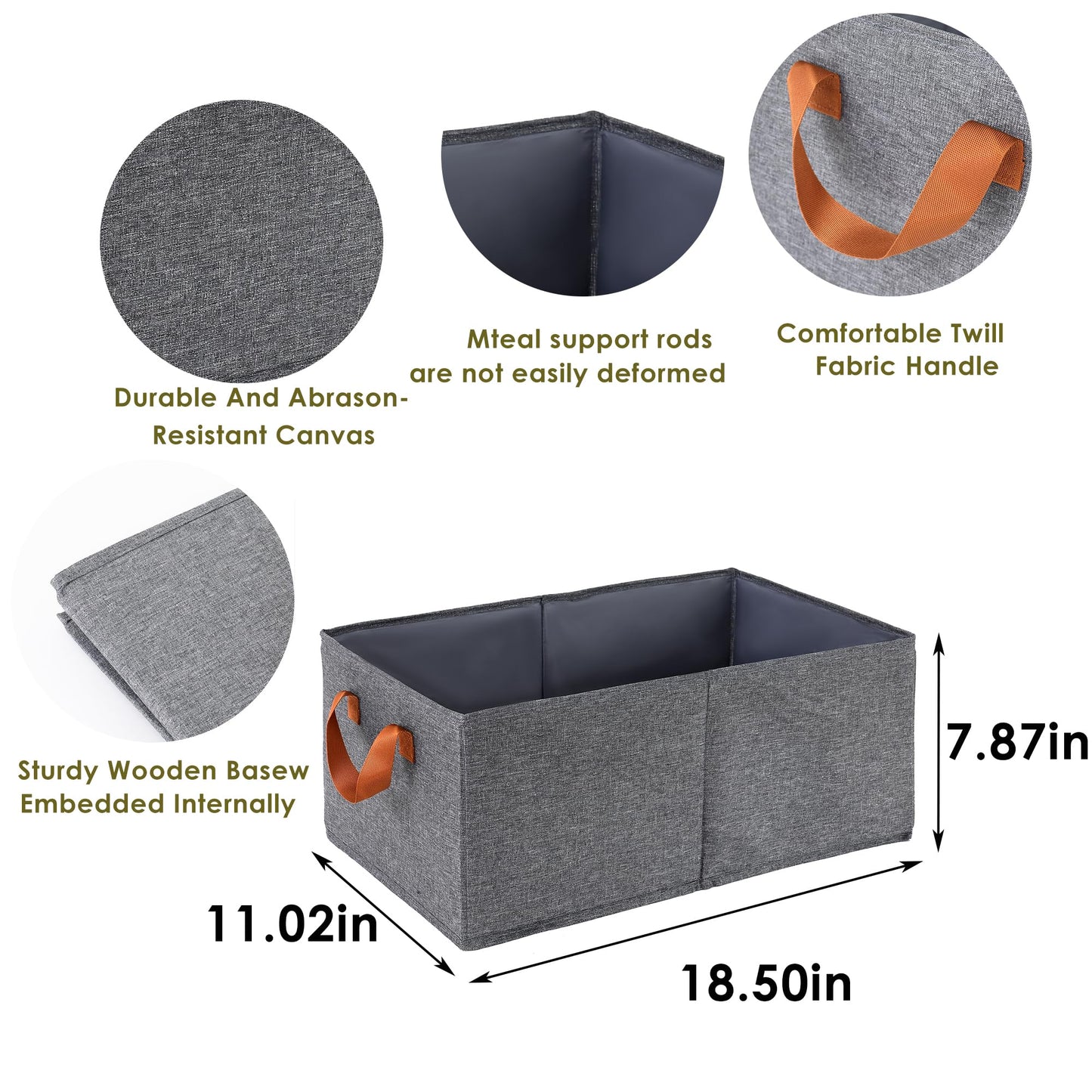 Pack of 3 Clothing Storage Bins for Closet with Handles, Foldabl Fabric Foldable Storage Baskets Cloth Box, Fabric Containers Boxes for Organizing Shelves Bedroom, Gray, Large (gray)