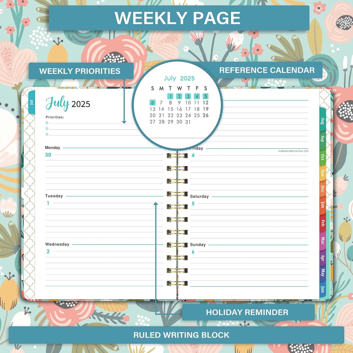 2025-2026 Planner - 2025-2026 Academic Planner form July 2025 to June 2026, Calendar Planners with Inner Pocket, Premium Paper, 6.4‘’ x 8.3'''