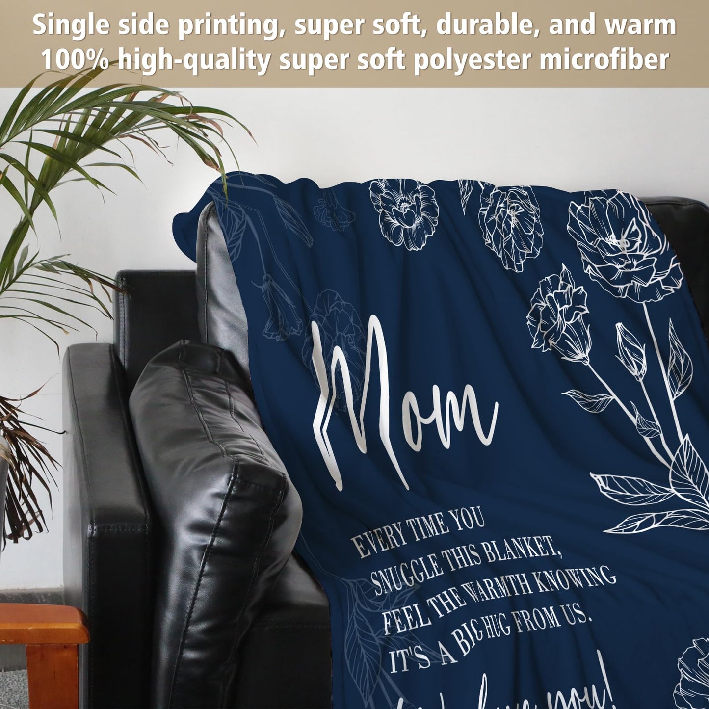 GiltGlimmer Gifts for Mom, Mom Birthday Gifts Blanket, Moms Gift for Women from Daughter Son, We Love You Present for Mother Mommy Mothers Day Christmas 60" x 50", Blue