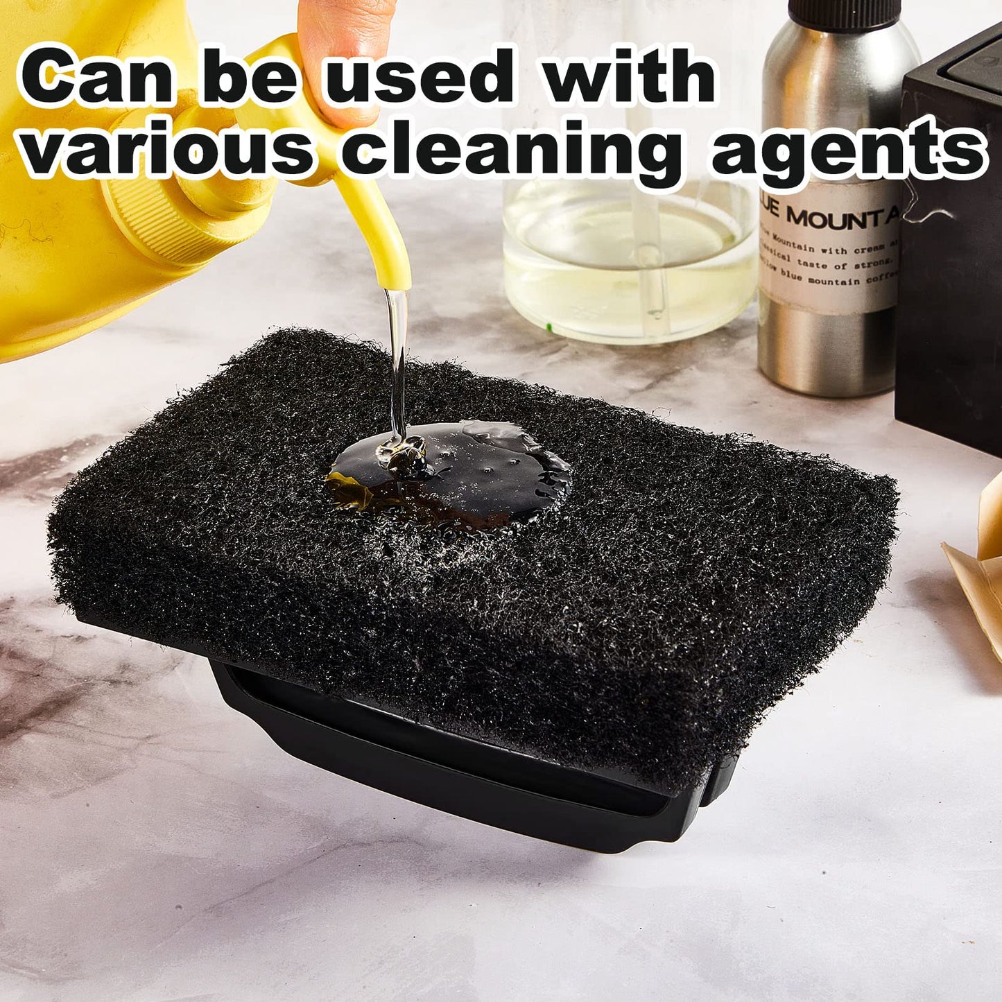 6 Pcs Screen Printing Scrub Pad with Black Handle Screen Print Ink Scrub Brush Chemical Resistant Scrub Cleaner Screen Printing Supplies for Degreasing Reclaiming Mesh Frames Silkscreen Ink Remover