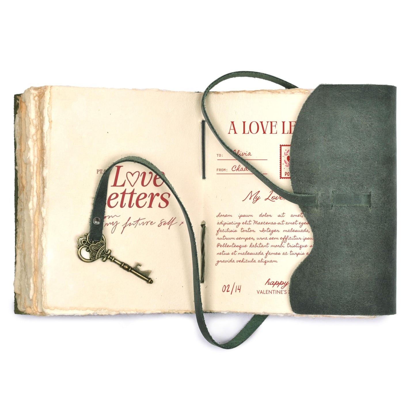 LEATHER VILLAGE Vintage Leather Journal – 200 Handmade Vintage Deckle Edge Paper – Leather bound Journal For Women Men – Vintage Key Closure - Book of Shadows - Aqua - 6X4 inches (A6)