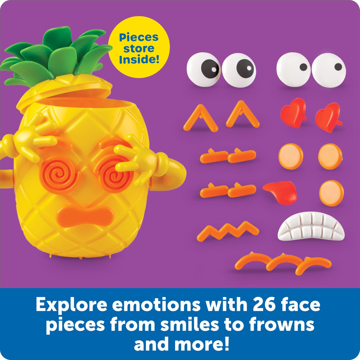 Learning Resources Big Feelings Pineapple - Fine Motor Toys, Social Emotional Skills Regulation Tools for Kids, Gifts for Boys and Girls, Classroom Must Haves, Occupational Activities Games