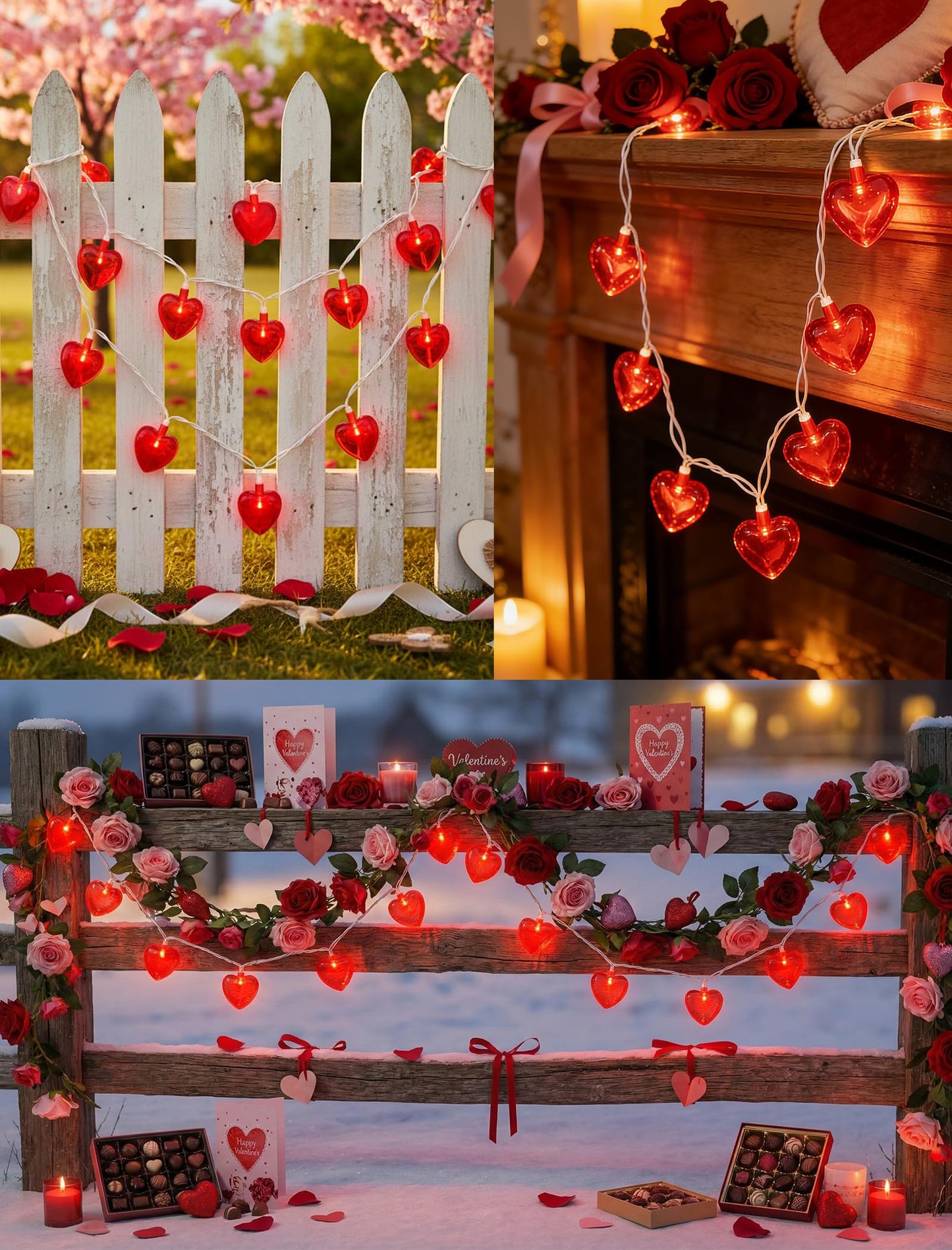Red Heart String Lights, 8.5Ft Outdoor Valentine's Day Decorations Lights with 10 LED Red Heart Lights, Plug in Heart Fairy String Lights for Valentines Indoor Home Window Wedding Party Xmas Decor