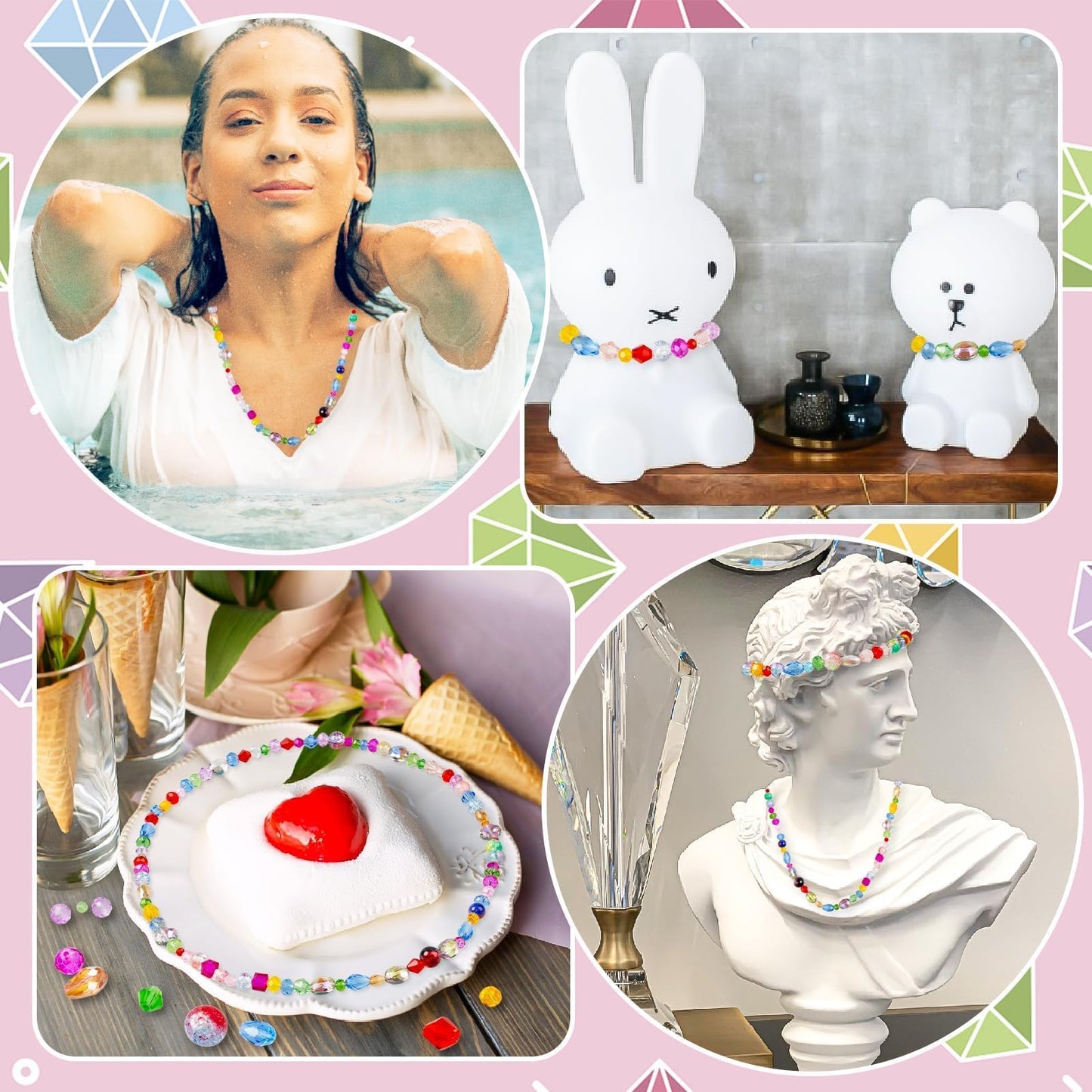 636pcs Glass Beads for Jewelry Making - Colorful Rainbow Craft Crystal Beads with Loose Beads Sparkly Beads Hole Drilled DIY for Bracelets Craft Earrings Making