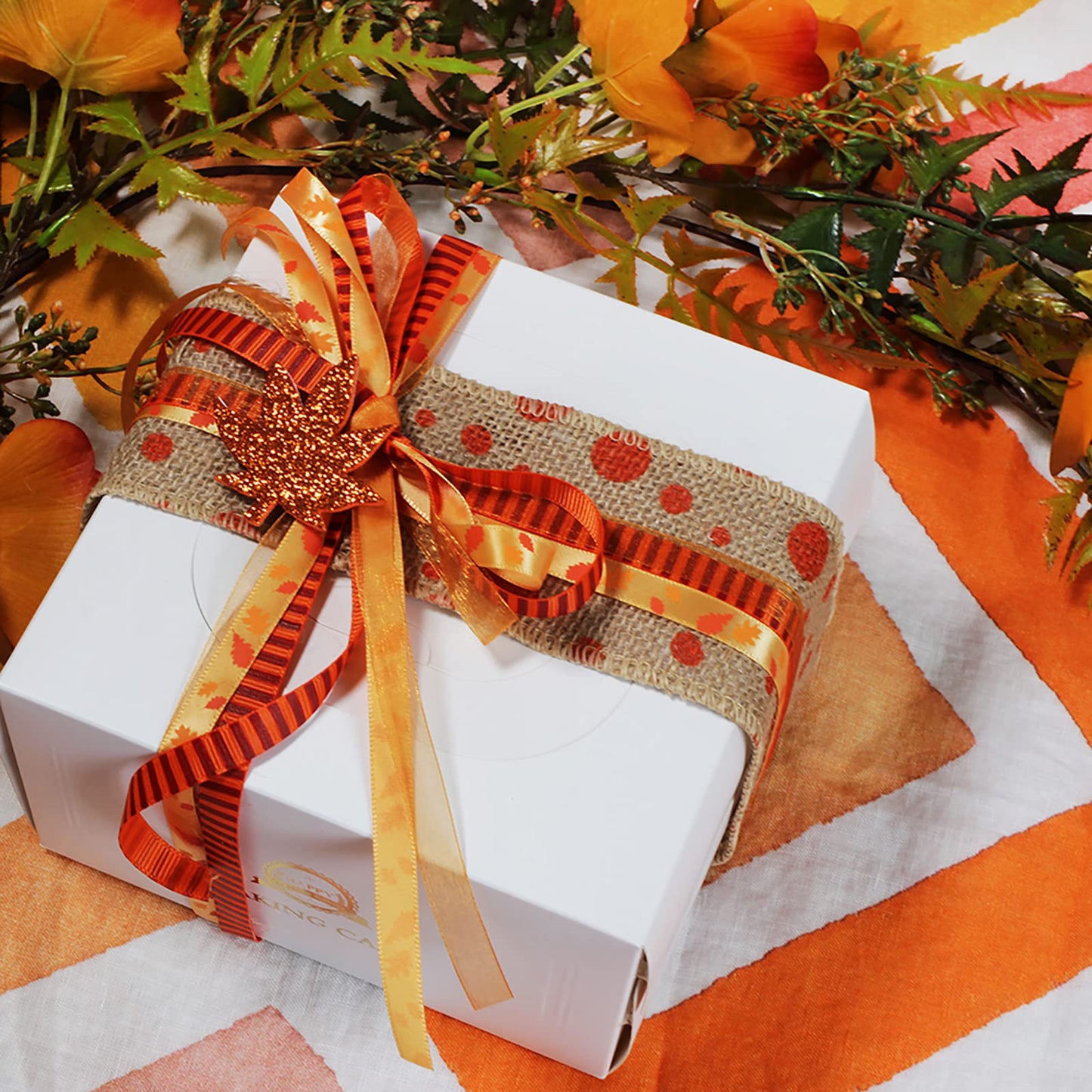 18 Rolls Fall Ribbons Bulk Trims Printed Grosgrain Ribbons Multicolor Satin Ribbons Organza Ribbons Velvet Ribbon 3/8" Wide for Craft Gift Wrapping Autumn Holiday Wedding Festival Season Party