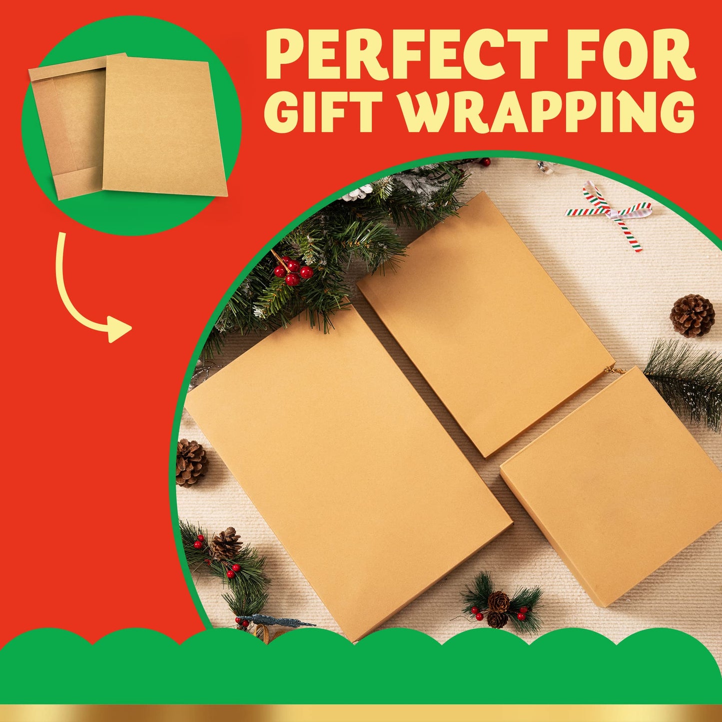 JOYIN 12 Pieces Brown Kraft Cardboard Boxes Gift Wrap for Christmas Holiday, Festive Xmas Wrapping Shirt and Lingerie Cupcake DIY Boxes, 4 Different Sizes Gifts Boxes