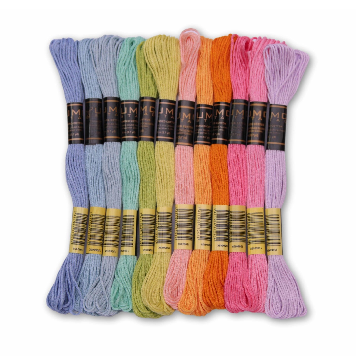Pack of 12 Popular Colours Premium Embroidery Thread | 100% Egyptian Cotton Premium Skeins | Cross Stitch Embroidery Floss | Oeko TEX Certified| (12, Spring Macaron)