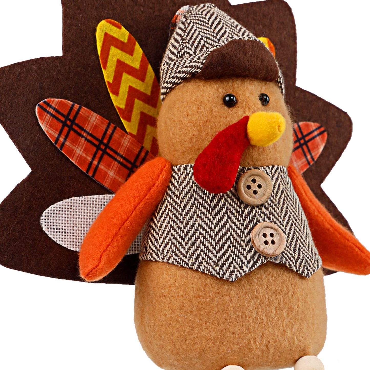 Biswing Thanksgiving Decoration Tabletop Standing Turkey Couple with Dangling Legs, 2 Pack Plush Stuffed Turkeys Shelf Sitters Figurine Gift for Autumn Fall Harvest Halloween Home Table Decorations