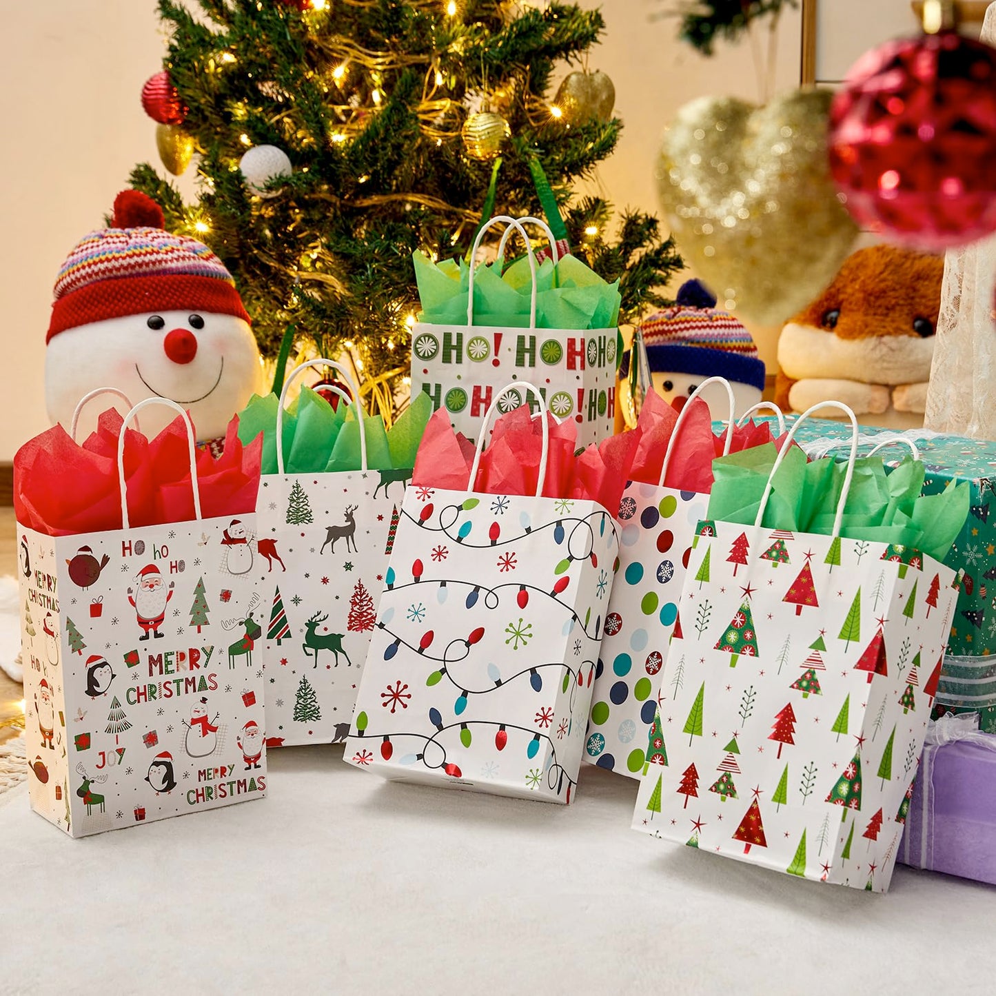 30 Small Christmas Gift Bags With Tissue paper