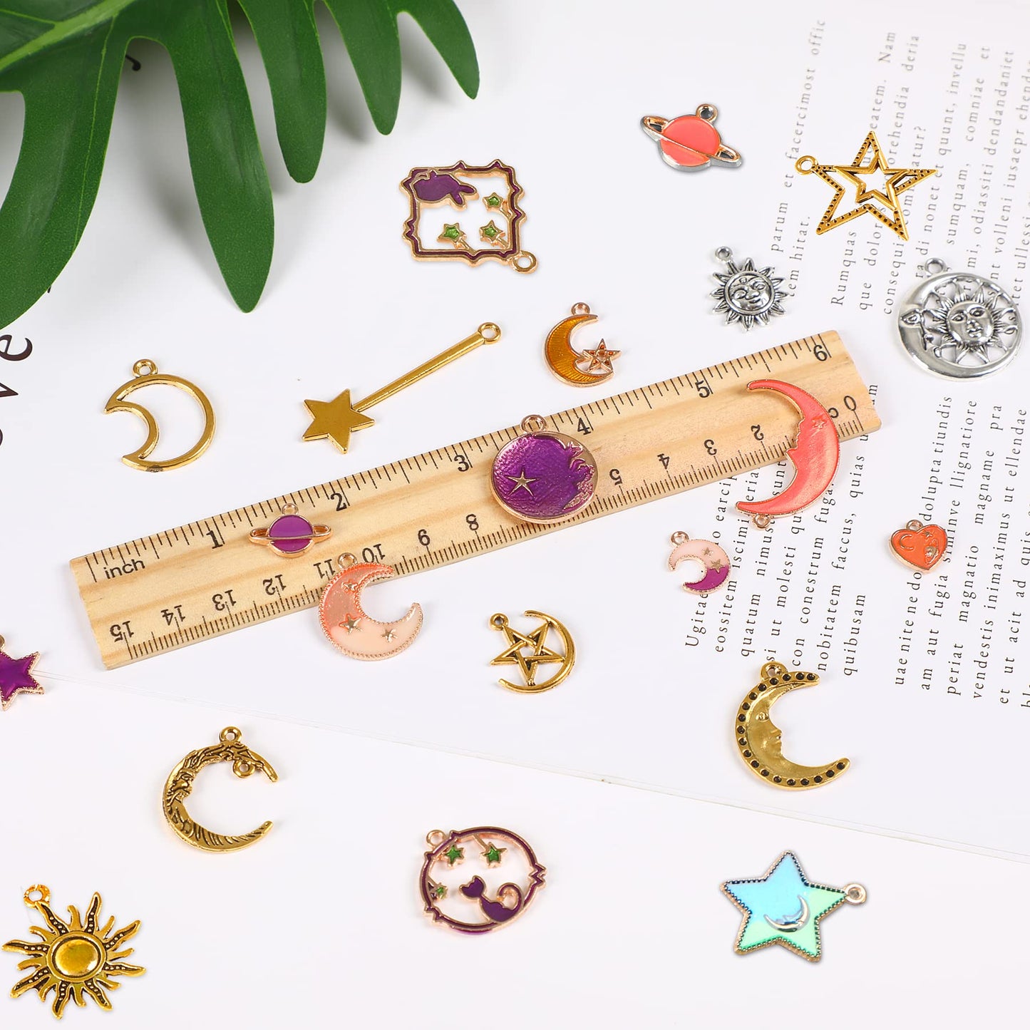 SANNIX 120Pcs Mixed Sun Star Moon Charms Jewelry Making Gold Enamel Charm Pendants for DIY Necklace Bracelet Making Supplies