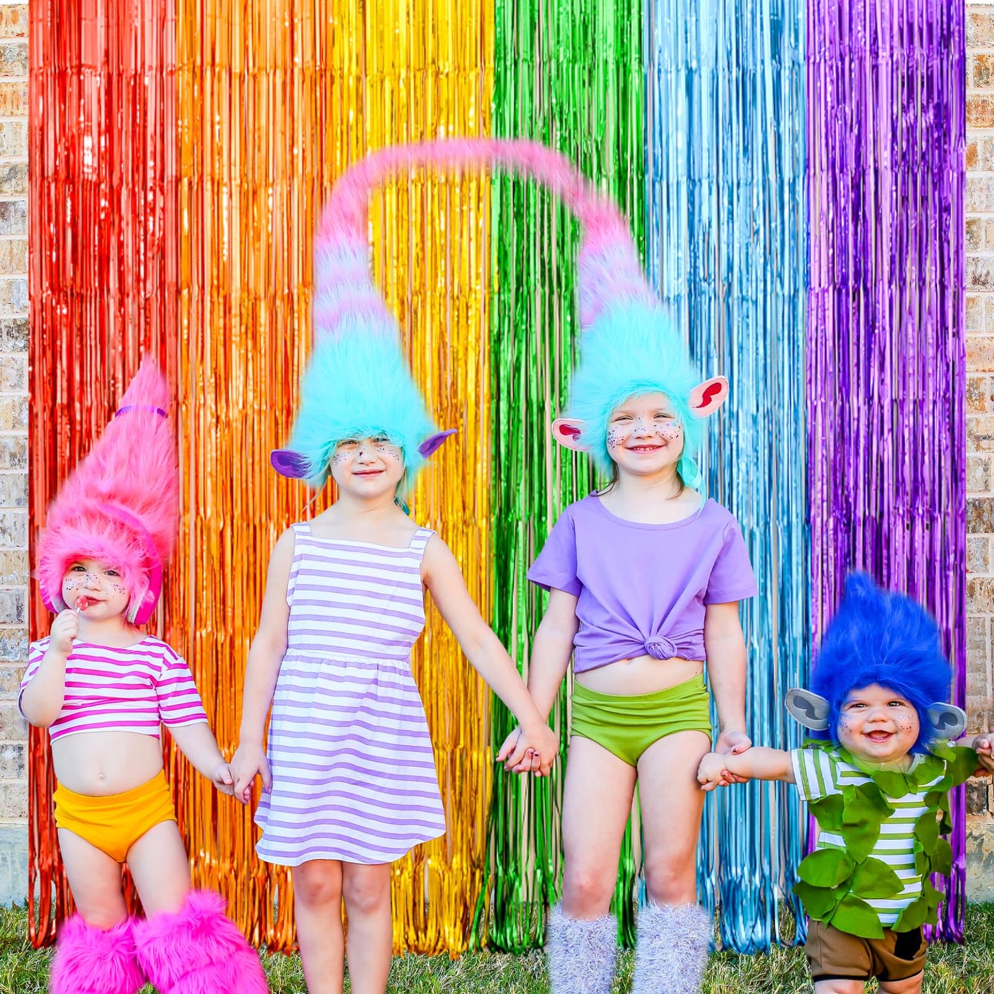 LOLStar Rainbow Foil Fringe Curtains, 2 Pack Rainbow Party Decorations 3.3x6.6ft Tinsel Metallic Streamers Holiday Photo Booth Props Backdrop for Birthday Wedding Engagement Bridal Shower Unicorn