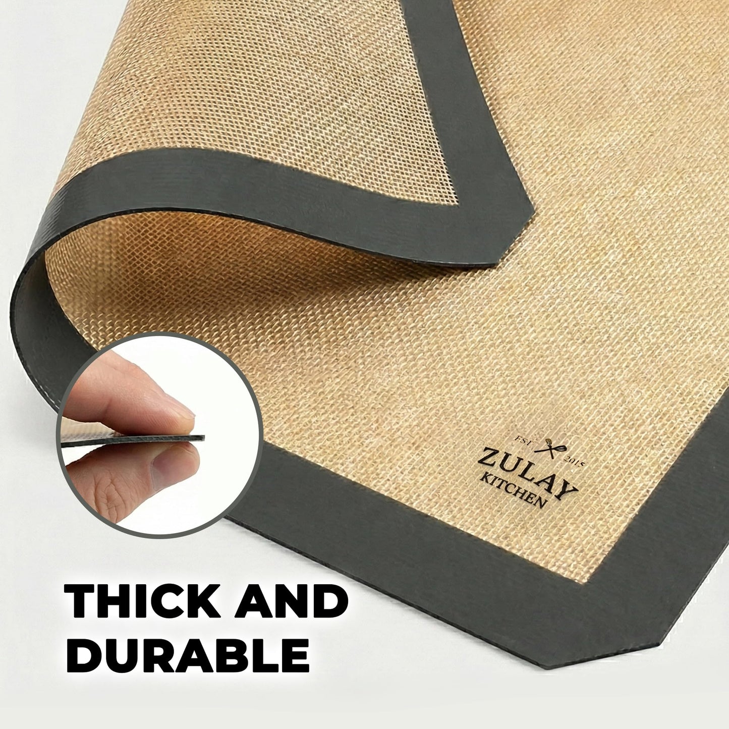 Zulay Kitchen Silicone Baking Mat Set – 2-Pack 16.5″ × 11.6″ Reusable Non-Stick Silicone Baking Sheets, Food-Safe, Heat-Resistant up to 250°F – Perfect for Cookies, Pastries & Oven Use (Dark Gray)