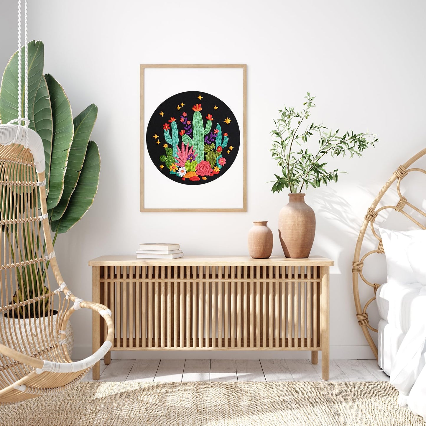 Louise Maelys Cactus Embroidery Kits for Beginners, DIY Cross Stitch Starter Craft Kits for Adults Including Embroidery Cloth with Pattern, Hoop, Needles Instruction and Threads