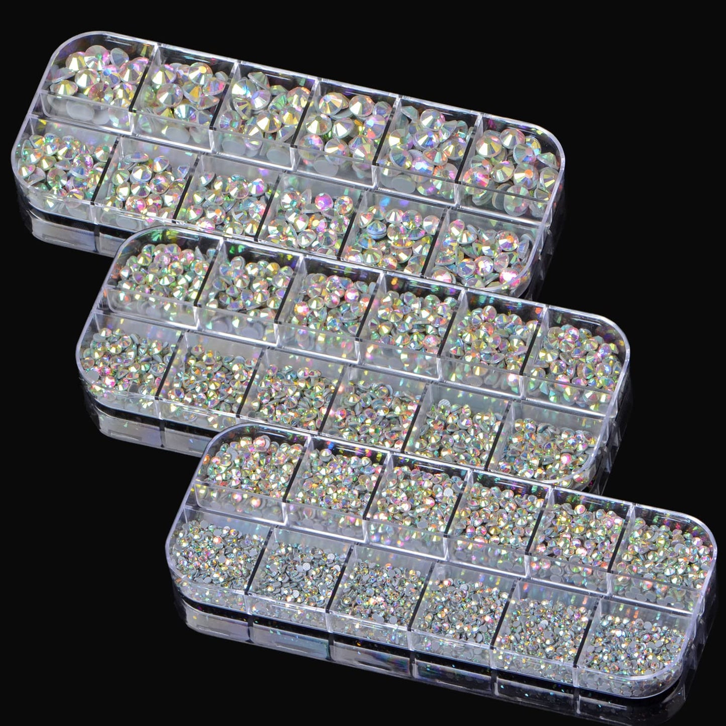 6500pcs+ Flatback Glass Hotfix Iron On Rhinestones Crystal for DIY Making with 1 Tweezer & 1 Picking Pen for Shoes, Clothes, Face Art, Bags, Manicure (Crystal AB, 6-Sizes)
