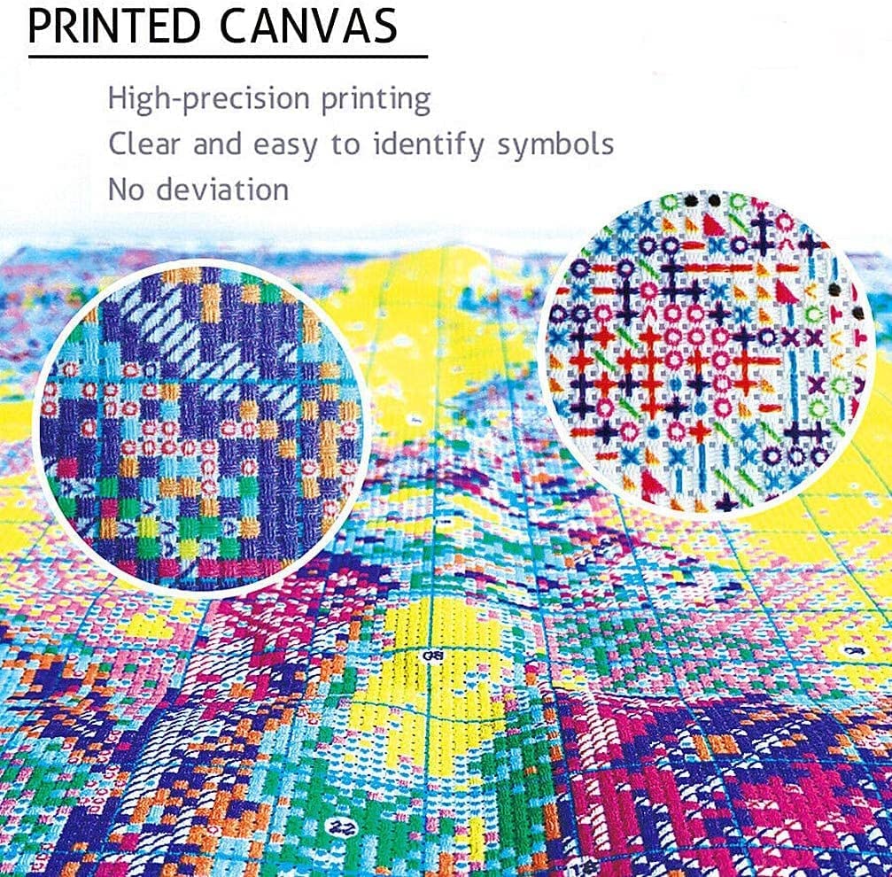 Stamped Cross Stitch Kits - Needlepoint Counted Cross Stitch Kits for Beginner Adults Printed Dimensions Cartoon Pattern Stitch Embroidery Kit Arts and Crafts (11CT Without Frame)