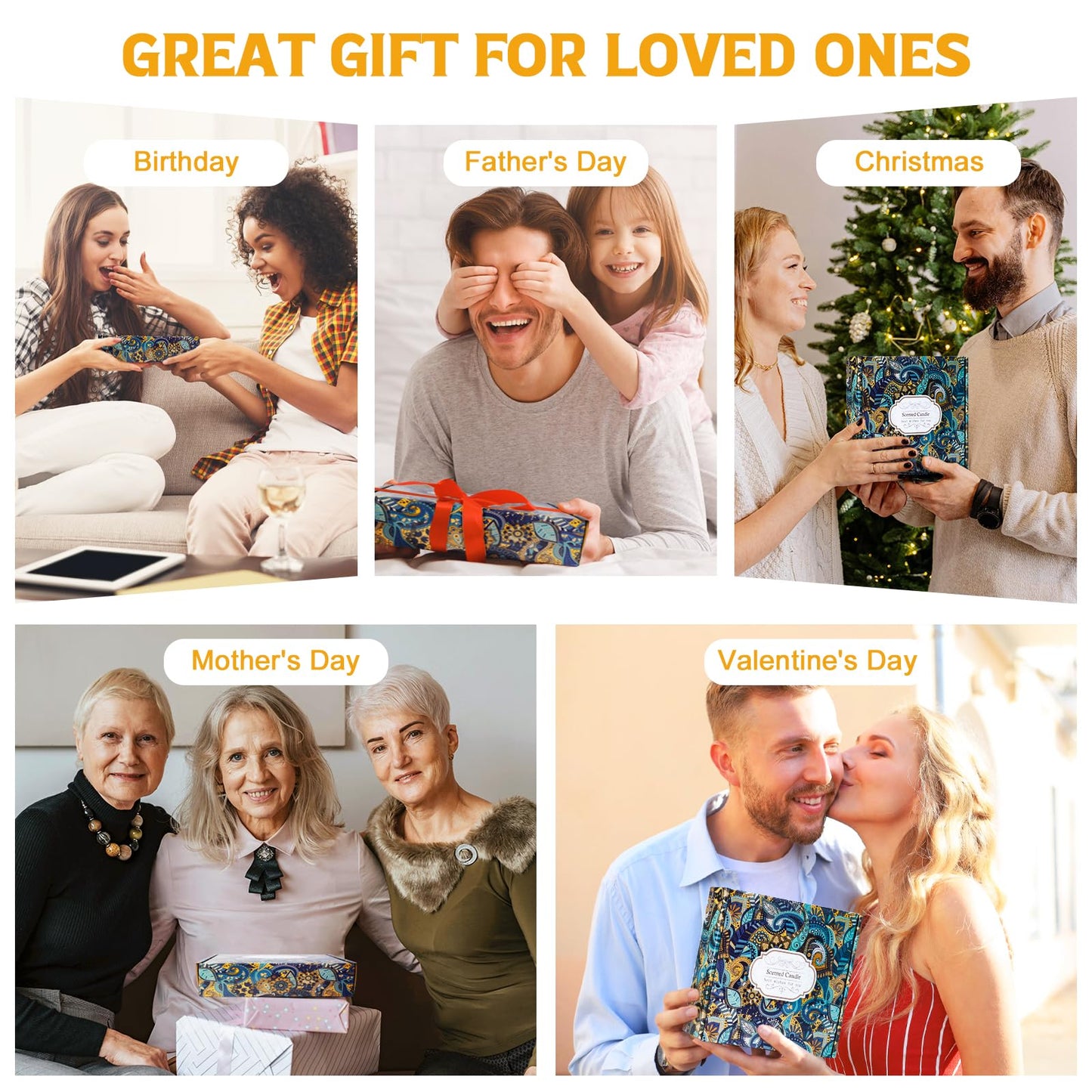 Scented Candles Gift Set for Women, 4 Pack Natural Fragrance Aromatherapy Candles for Home Scented, Long Buring Soy Wax Candles Gifts for Decoration Birthday Valentine's Day