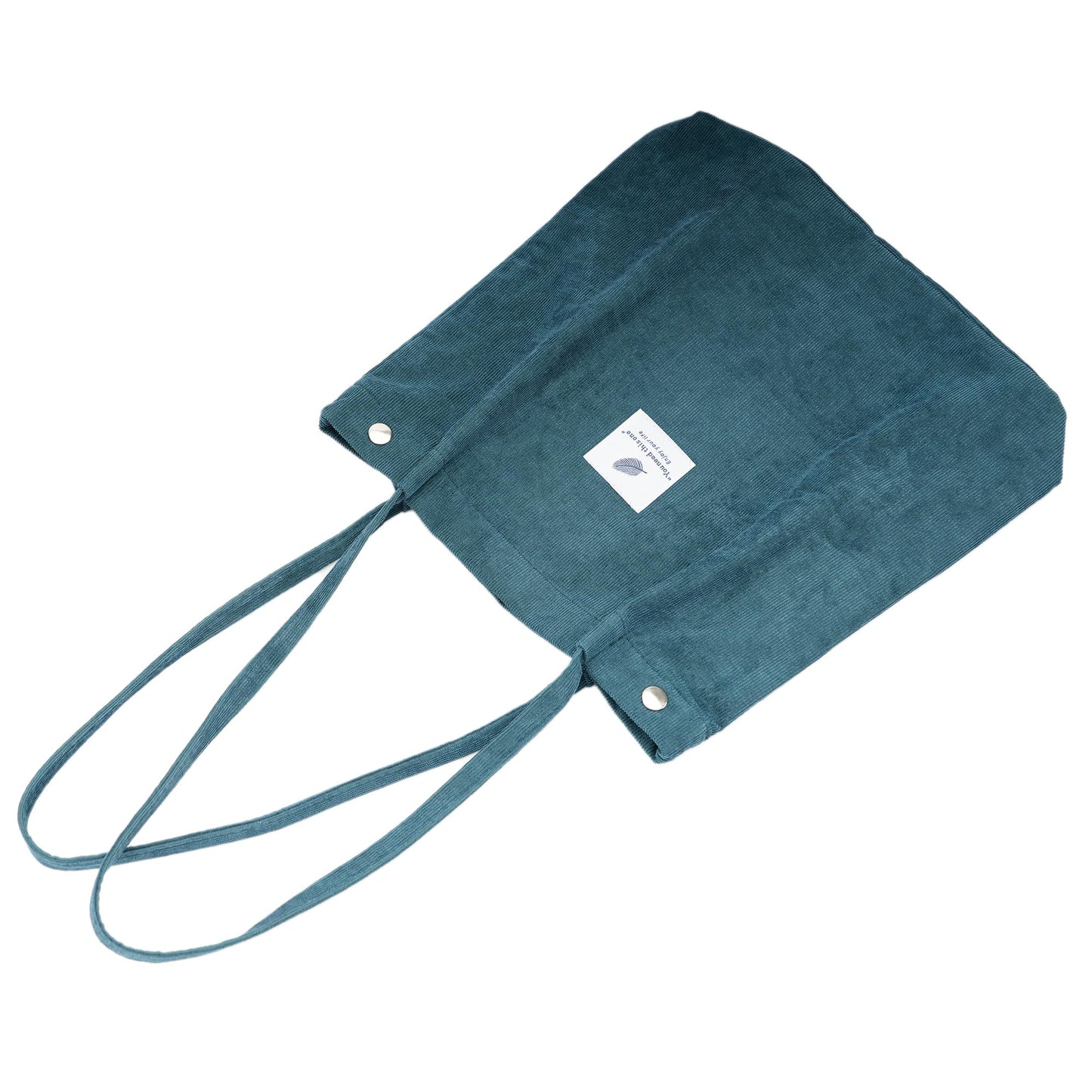 Corduroy Tote Bag Cute Tote Bags for Women Shoulder Bag with Inner Pocket for Work Beach Travel and Shopping Grocery (Blue-green)