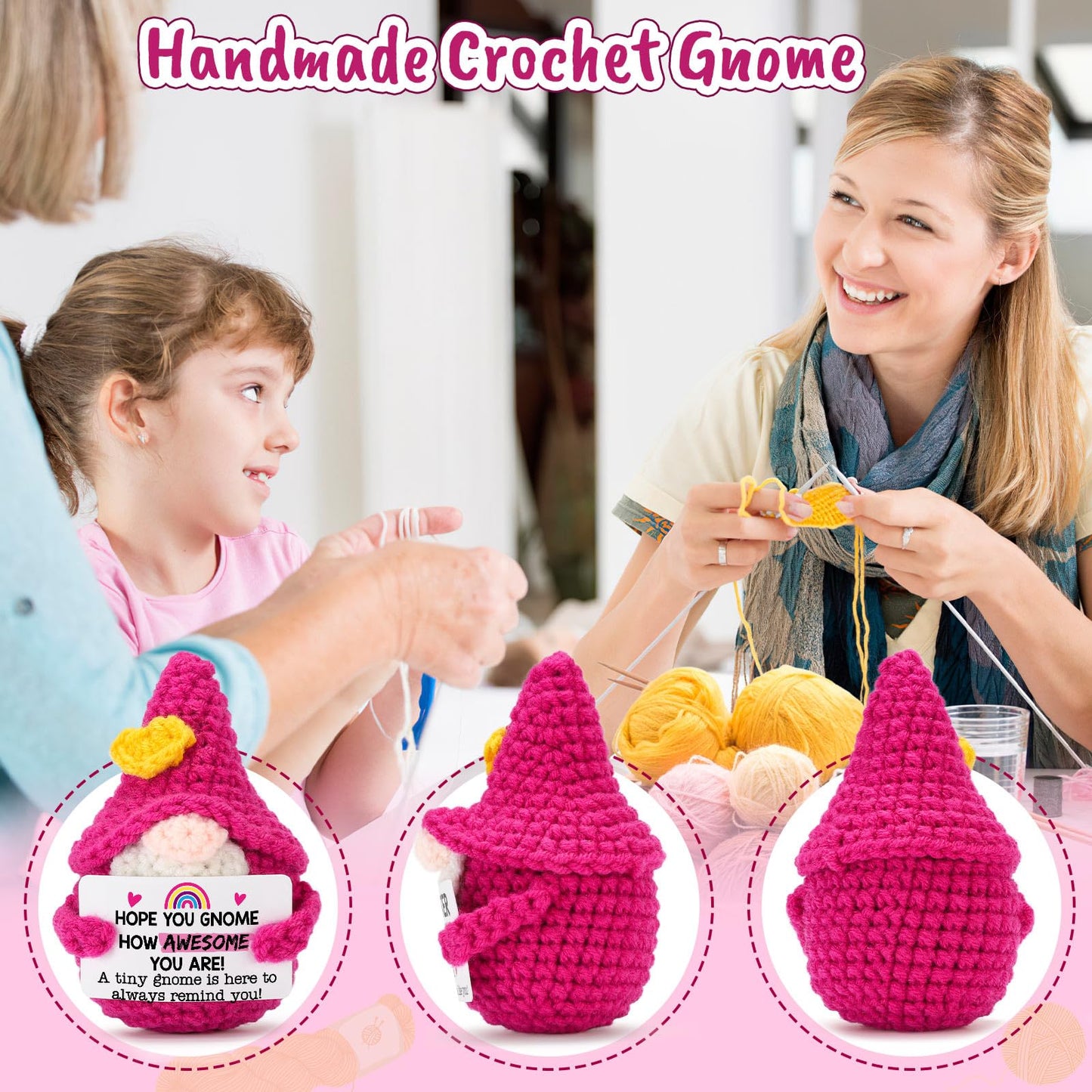 Valentines Gnomes Gifts for Women - Funny Crochet Gnome Valentine's Galentines Day Birthday Inspirational Emotional Positive Support Cheer Gift for Kids Her Teen College Student Best Friend
